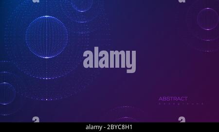 Sphere particles with glowing lights dots. Stock Vector