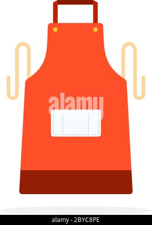 Red kitchen apron vector flat isolated Stock Vector