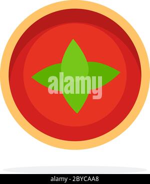 Tomato sauce with basil in a round container vector flat isolated Stock Vector