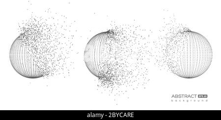 Set of abstract globe particles spheres. Stock Vector