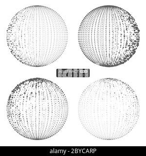 Set of abstract globe particles spheres. Stock Vector