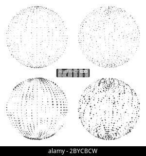 Set of abstract globe particles spheres. Stock Vector