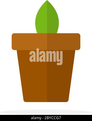 A young sprout in a pot flat isolated Stock Vector