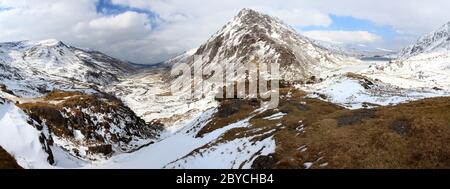 Ogwen Valley panoramic View Stock Photo