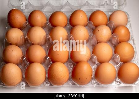 Brown eggs in a carton Stock Photo