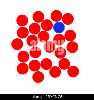 Red and blue chips used in the game line-up 4 Stock Photo