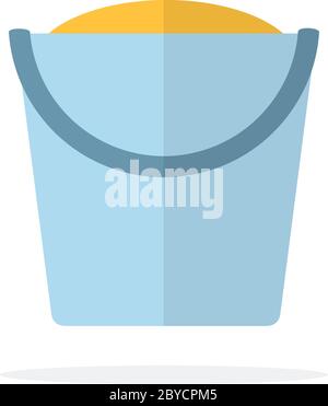 Metal bucket with sand flat isolated Stock Vector