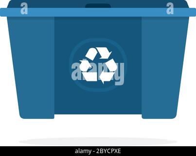 Huge blue waste trash can flat isolated Stock Vector