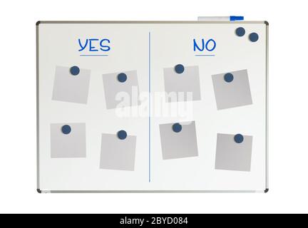 Yes and no on a whiteboard Stock Photo