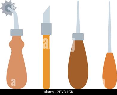 Tools for working with skin flat isolated Stock Vector