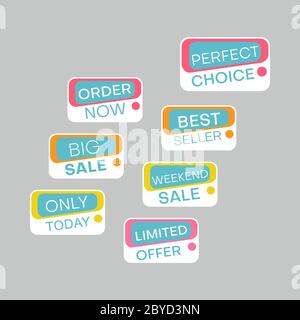 Sale stickers. Price tag label. Banner sticker or abstract flyer. Graphic  for offer labels design template vector collection Stock Vector Image & Art  - Alamy