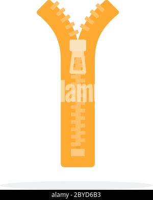Yellow zipper for clothes flat isolated Stock Vector