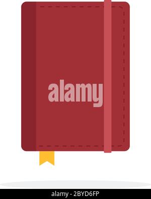 Book in leather cover with bookmark flat isolated Stock Vector