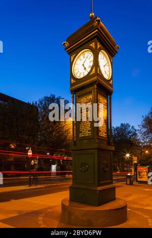 England, London, Islington, The Angel Clock Tower at Night Stock Photo