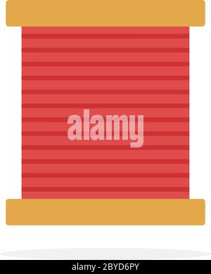 Wooden coil with red thread flat isolated Stock Vector