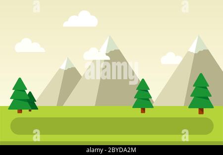 Mountain landscape with spruce flat isolated Stock Vector