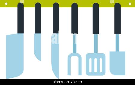 Kitchen tools on a hanger vector flat isolated Stock Vector