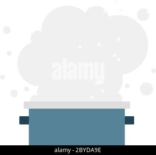 Boiling water in a saucepan flat isolated Stock Vector