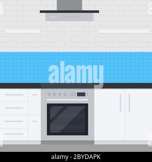Kitchen interior with kitchen appliances flat isolated Stock Vector