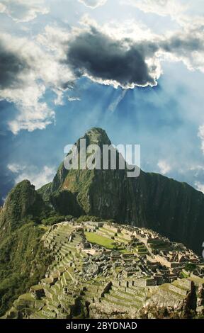 beautiful hidden city Machu Picchu in Peru. Machu Picchu is a 15th