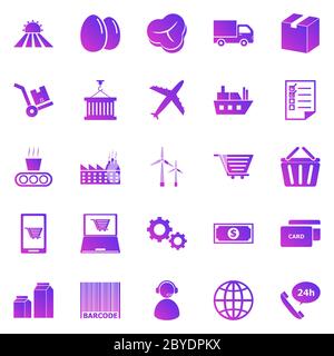 Supply chain gradient icons on white background, stock vector Stock Vector