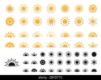 set of Sun icons . Trendy vector summer symbol for website design, web button, mobile app. Stock Vector