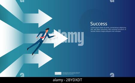 business success illustration concept with arrow up graphic and businessman character for financial, vision vector background. Return on investment Stock Vector