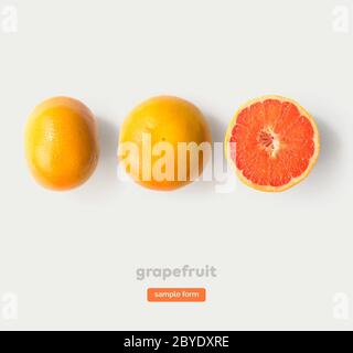 Seamless pattern with grapefruit. Tropical abstract background. Grapefruit on the white background. Stock Photo