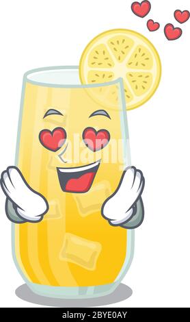 Romantic screwdriver cocktail cartoon character has a falling in love eyes Stock Vector