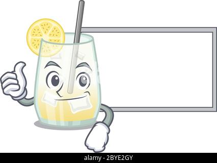 Tom collins cocktail cartoon design with Thumbs up finger bring a white board Stock Vector
