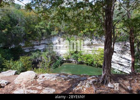 Yucatan, Mexico. Sacred cenote at Chichen Itza Stock Photo