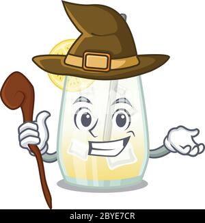 Tom collins cocktail funny but sneaky witch cartoon character design Stock Vector