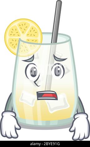 Cartoon design style of tom collins cocktail having worried face Stock Vector
