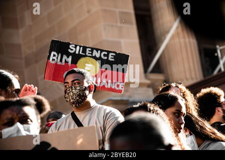 Young man in mask at BLM protest Stock Photo
