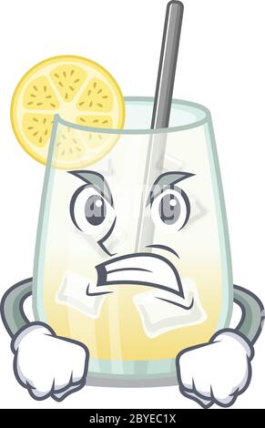 A cartoon picture of tom collins cocktail showing an angry face Stock Vector