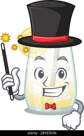 A gorgeous smart Magician of tom collins cocktail cartoon design style Stock Vector