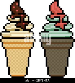 Ice Cream Pixel Art 8 Bit Icecream Vector Illustration Stock