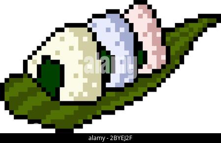 vector pixel art food onigiri isolated Stock Vector