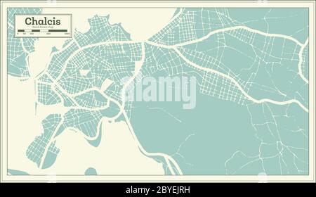 Chalcis Greece City Map in Retro Style. Outline Map. Vector Illustration. Stock Vector