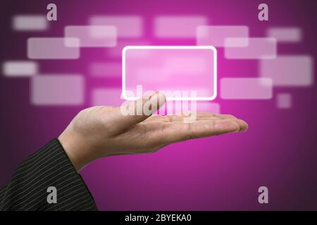 Hand Hold Button Stock Photo