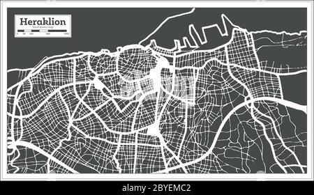 Heraklion Greece City Map in Retro Style. Outline Map. Vector Illustration. Stock Vector