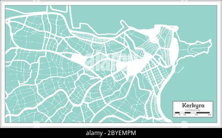 Kerkyra Greece City Map in Retro Style. Outline Map. Vector Illustration. Stock Vector