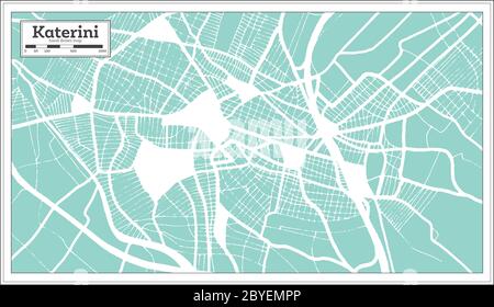 Katerini Greece City Map in Retro Style. Outline Map. Vector Illustration. Stock Vector