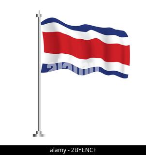 Costa Rica Flag. Isolated Wave Flag of Costa Rica Country. Vector Illustration. Stock Vector