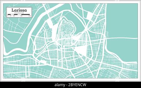 Larissa Greece City Map in Retro Style. Outline Map. Vector Illustration. Stock Vector