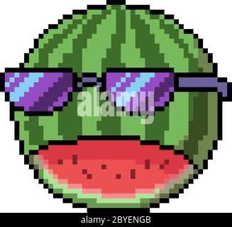 vector pixel art watermelon face isolated Stock Vector