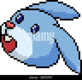 vector pixel art emoji rabbit isolated Stock Vector