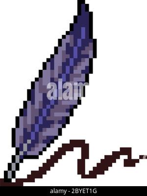vector pixel art feather pen isolated cartoon Stock Vector Image & Art ...