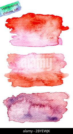 A set of abstract watercolor stains hand painted. texture element for design, isolated on white background. - illustration Stock Photo