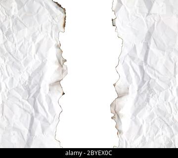 burnt edge paper with space for text on white background Stock Photo